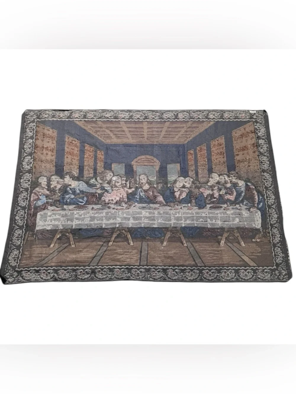 Vtg THE LAST SUPPER Religious Wall Tapestry 72”x 48”Jesus Apostles Made in Italy